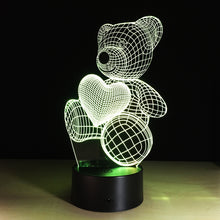 Load image into Gallery viewer, Cartoon Cute Heart Bear Shape Acrylic LED Lamp